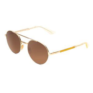 GUCCI GG0984S-002 Unisex Pilot Designer Sunglasses in Gold & Yellow/Brown 53mm